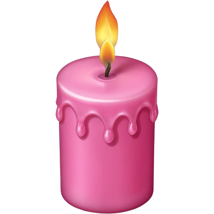 A drawing of a flaming pink candle that could be used at a romantic dinner table. The camera should be isometric at a 85-degree angle. emoji