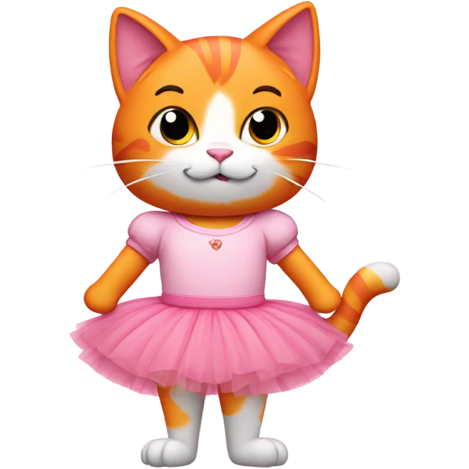Orange cat wearing pink tutu and a shirt that says princess peach  emoji