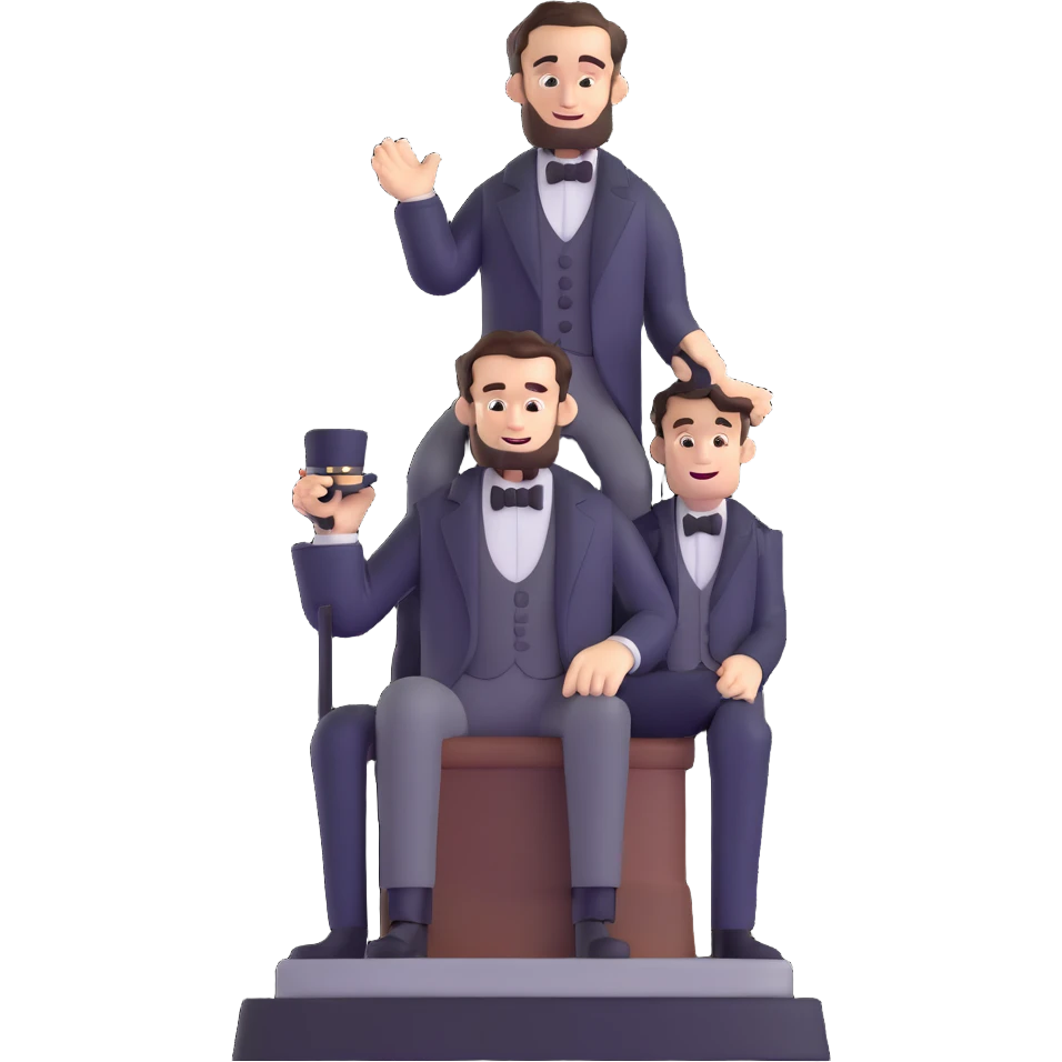 Stephen Douglas standing on Abraham Lincoln's shoulders emoji