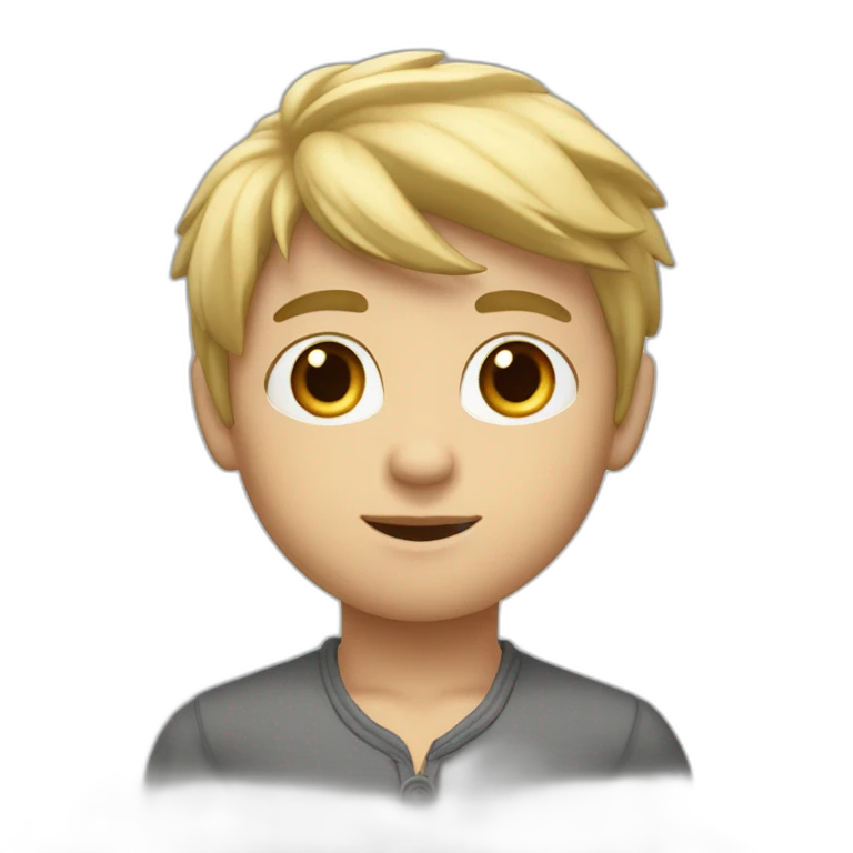 Garçon de peau moyen blanche, cheveux blond, yeux marron emoji