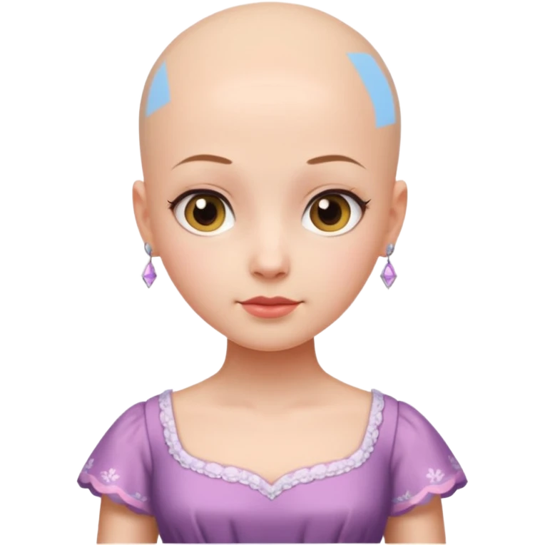 create pretty girl with bald head and pretty dress shot is waist close emoji