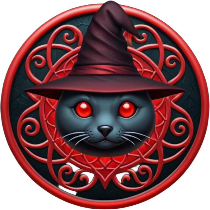 iOS emoji, dark fantasy magic seal, witch symbol, web pattern, red glow, minimal clean style, dark fantasy, dark atmosphere, black and red colors emoji