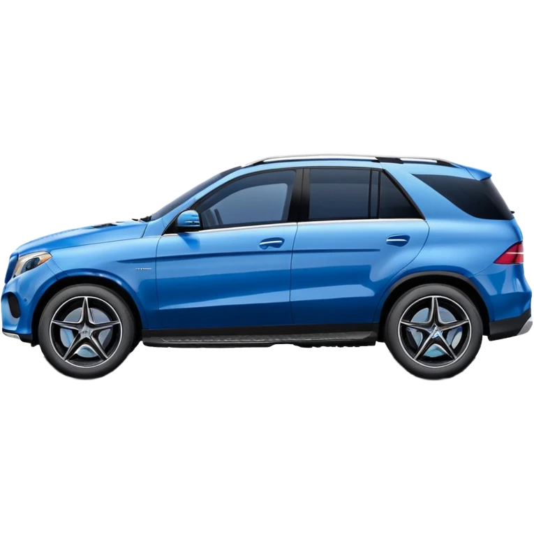 super simple pure side view black Mercedes GLE SUV minimal details compact rounded blue-tinted windows emoji