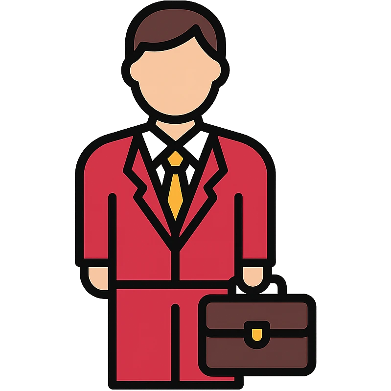 A businessman in a crimson suit with a briefcase emoji