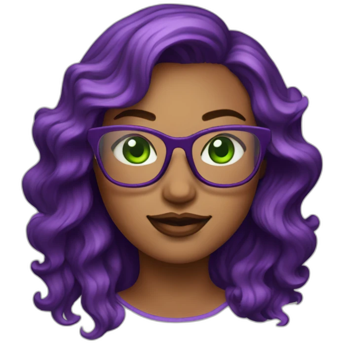 curvy-woman-with-wavy-purple-hair-square-glasses-green-eyes emoji