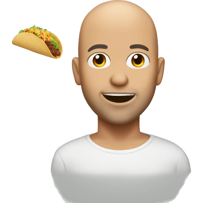 Bald guy eating taco emoji