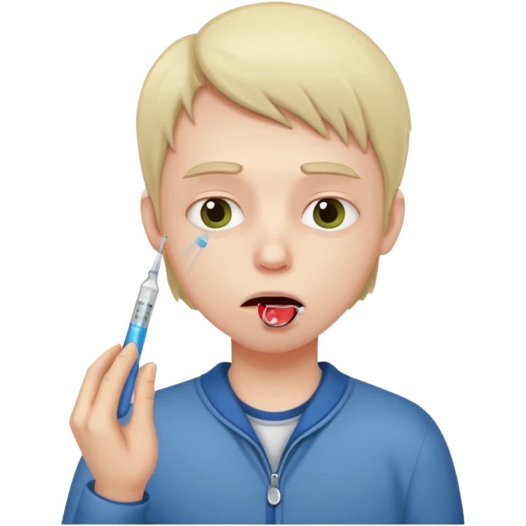 persona enferma con un termometro en la boca  pero que no tenga ropa de enferma y con una cara mas enferma emoji