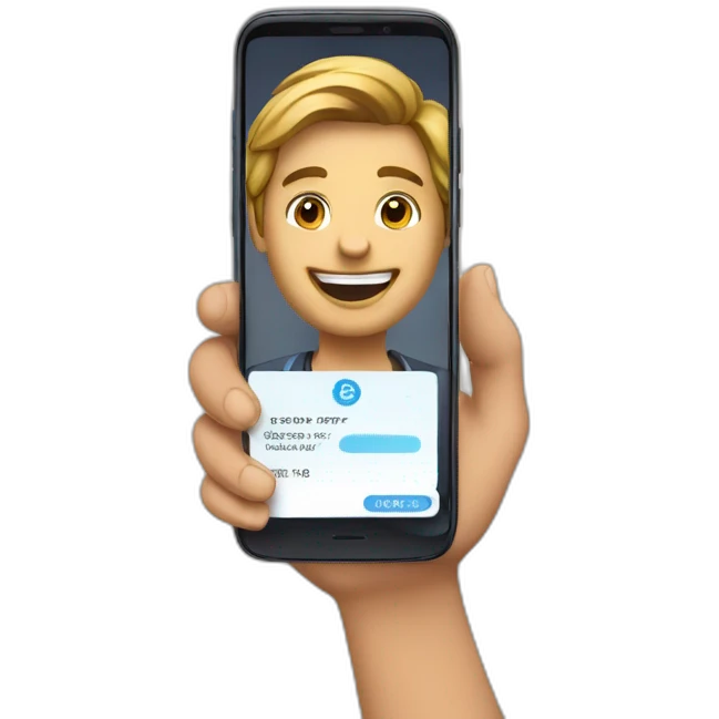 swiping the phone screen for a job offer emoji