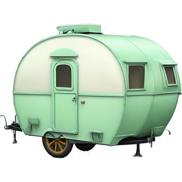 Realistic mint green vintage round gypsy caravan wagon camper emoji
