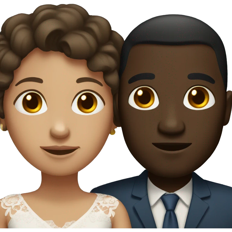 Married couple dark skin man and light skin woman  emoji