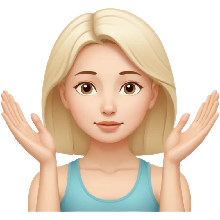 Minimal wellness-style emoji of a woman doing face yoga exercises, hands gently lifting and stretching facial muscles, calm and natural look, clear face yoga movement, simple and easy-to-understand icon, no beauty or medical elements

 emoji
