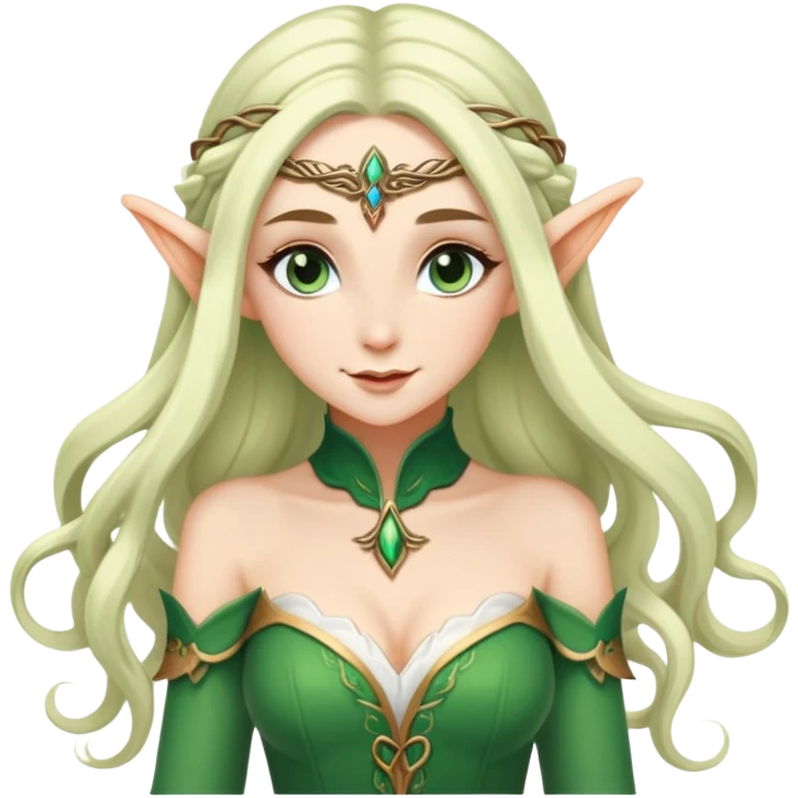 beautiful female elf with flowing hair, elegant features, graceful pose emoji