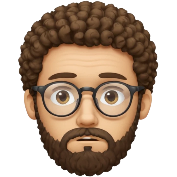 curly skinny guy with bear and glasses, poor with no money emoji