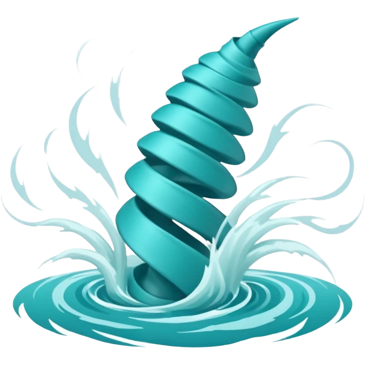 Swirling tornado coming out of the water mark the colur teal emoji