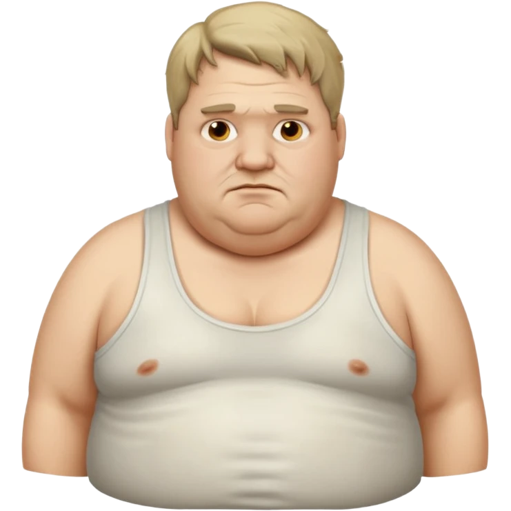 extremely obese middle aged white man in wifebeater with greasy hair and dirty appearance emoji