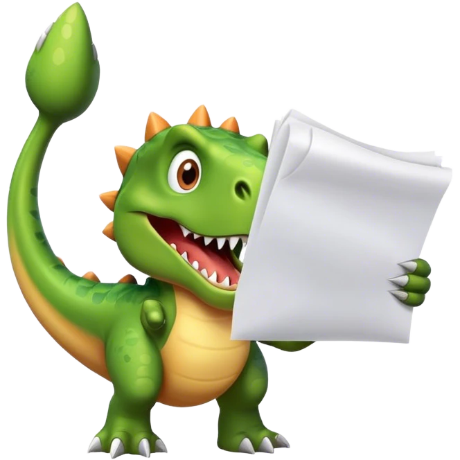 dinosaur claws holding papers emoji