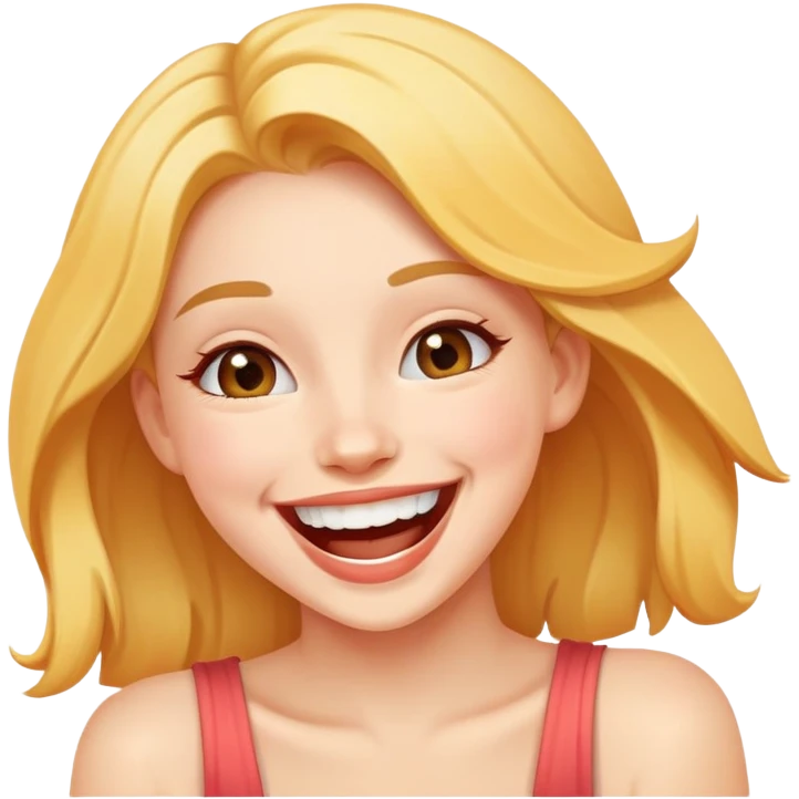 beautiful girl with joyful laugh emoji