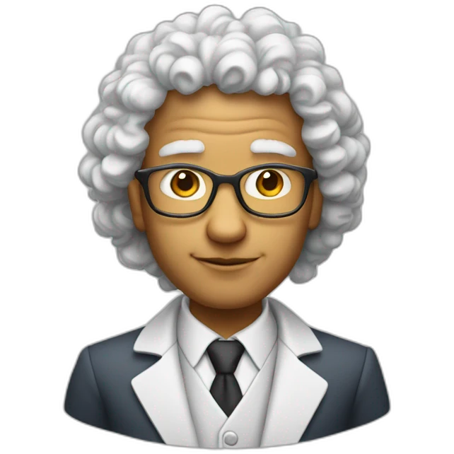 A professor of economic science with withe curly hair emoji