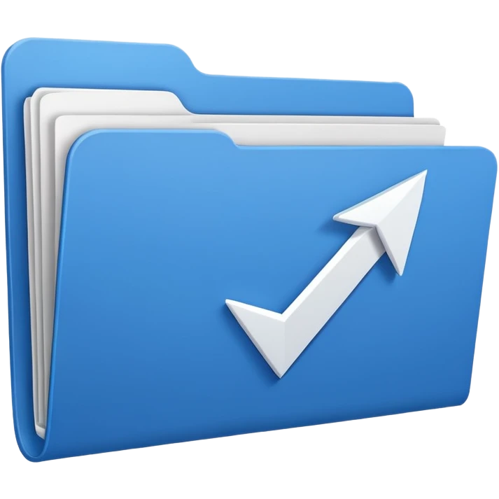 blue folder with a white upward arrow, minimal emoji