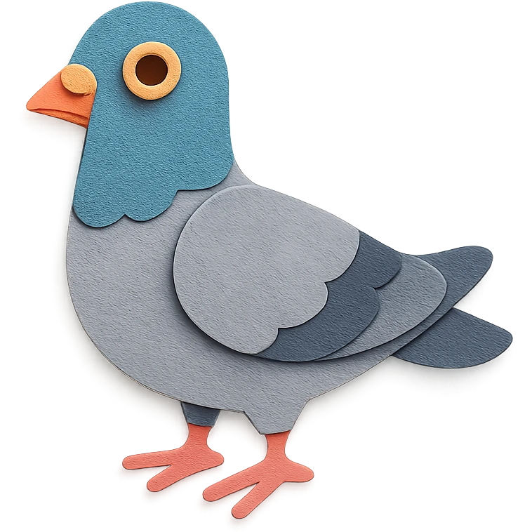 cute pigeon, paper craft style emoji