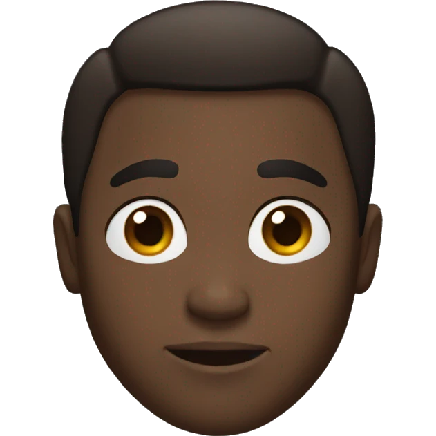 a black guy with brown eyes his hair is black and extremly short, almost non exitant emoji