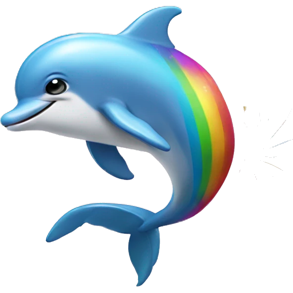 Dolphin with feather rainbow wings emoji