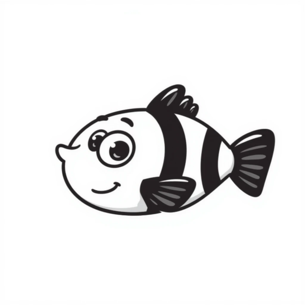 A hand-drawn cute clown fish with stripes emoji