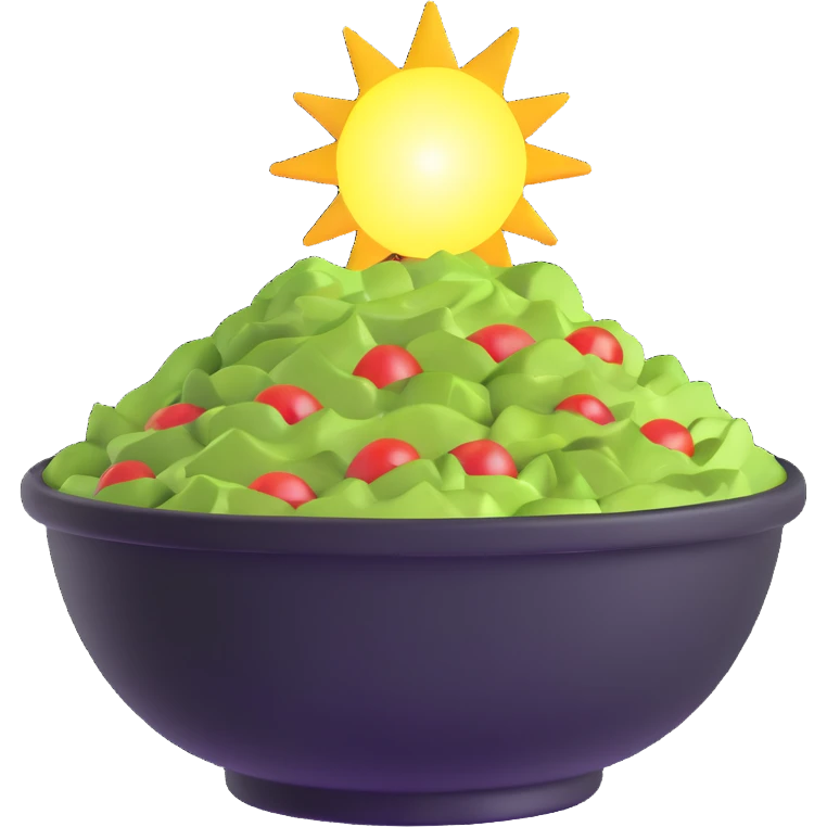 holy guacamole, guacamole bowl with a halo and rays of light emoji