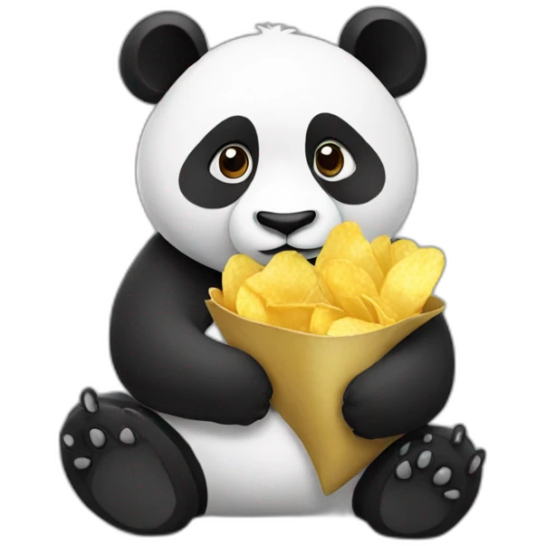 Panda eats chips. emoji