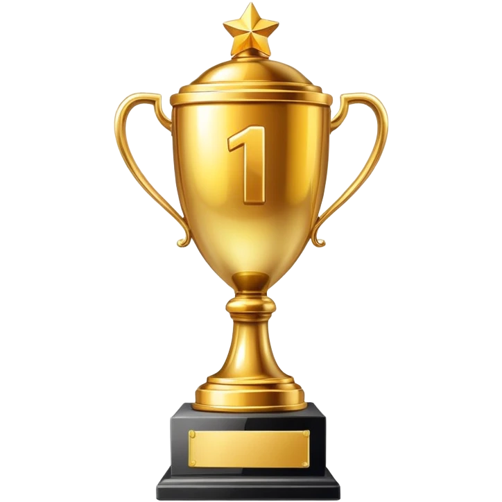 Number one trophy with gold medal emoji