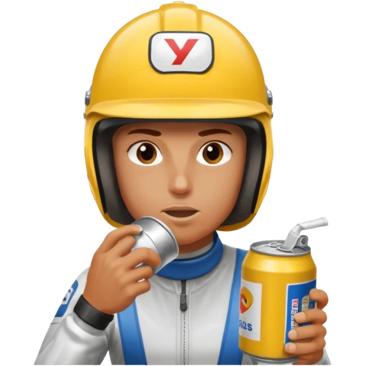 racer eating can drink emoji