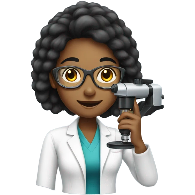 Black hair women who does microscopy emoji