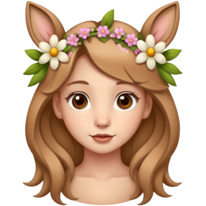Adult Cute human like fawn with flowers emoji