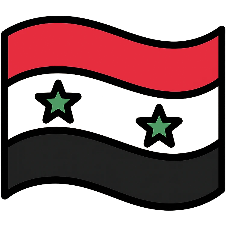 modern Syrian flag concept with abstract, flowing forms and minimal symbolism, flat icon style emoji
