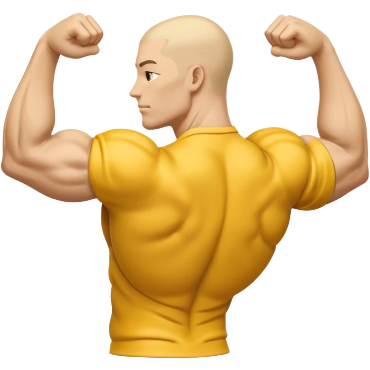 Emoji of Shoulders Muscle from side view, the human is yellow like on iphones. He has big shoulders. He is completely yellow and has no hair or facial expressions emoji