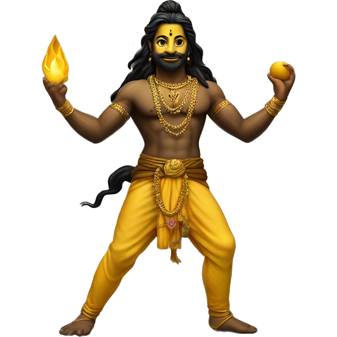shiv jiTrident in tellow color with full body,in background black colour realistic emoji