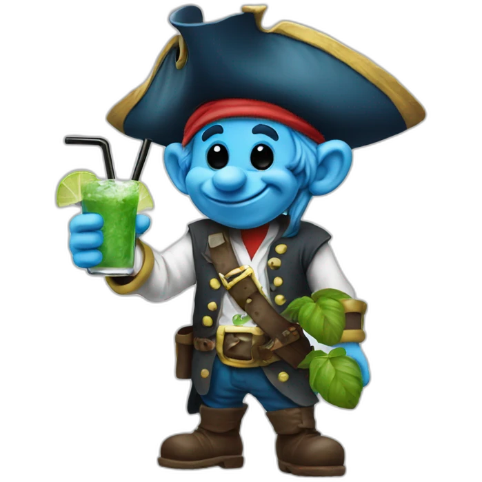 smurf pirate drinking mojito emoji