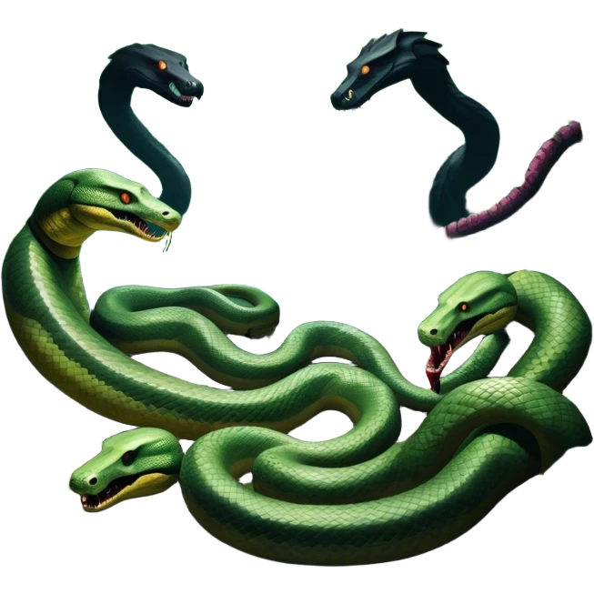 Thriller Movie Icon: A dramatic, close-up collage with sinister villains, a slithering anaconda, and zombie figures emerging from the shadows. Dark and moody atmosphere with eerie lighting, tension-filled elements, among jungle. Transparent background. emoji