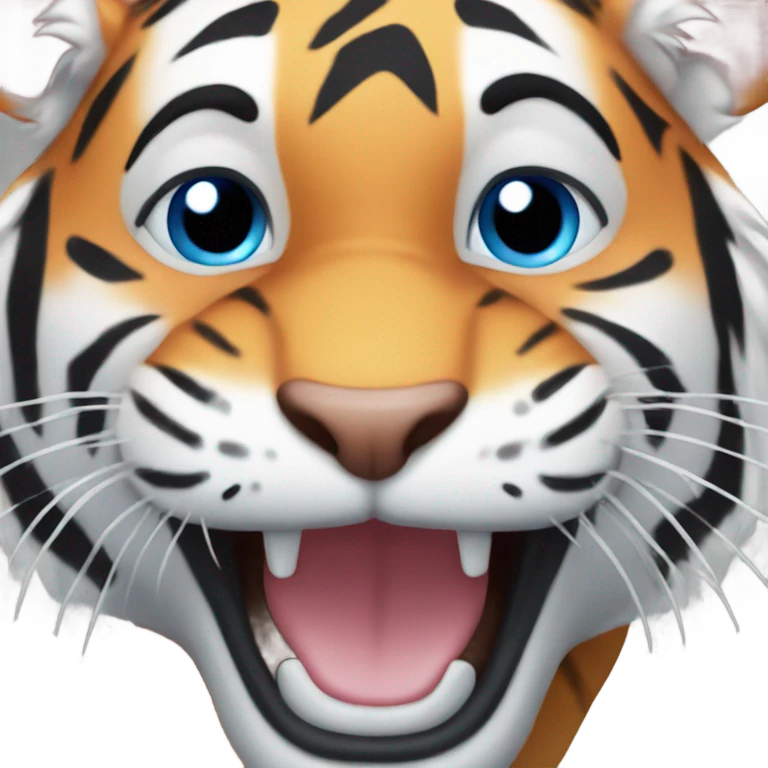 Smiling tiger with blue eyes emoji