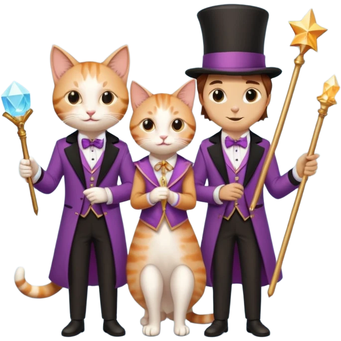 magician couple and their pet cat emoji