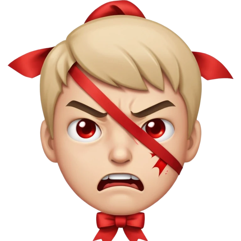 Ribbon on angry face  emoji