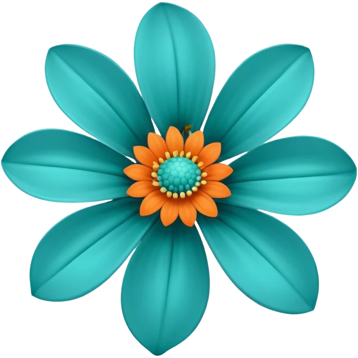 flower with teal petals and orange center emoji