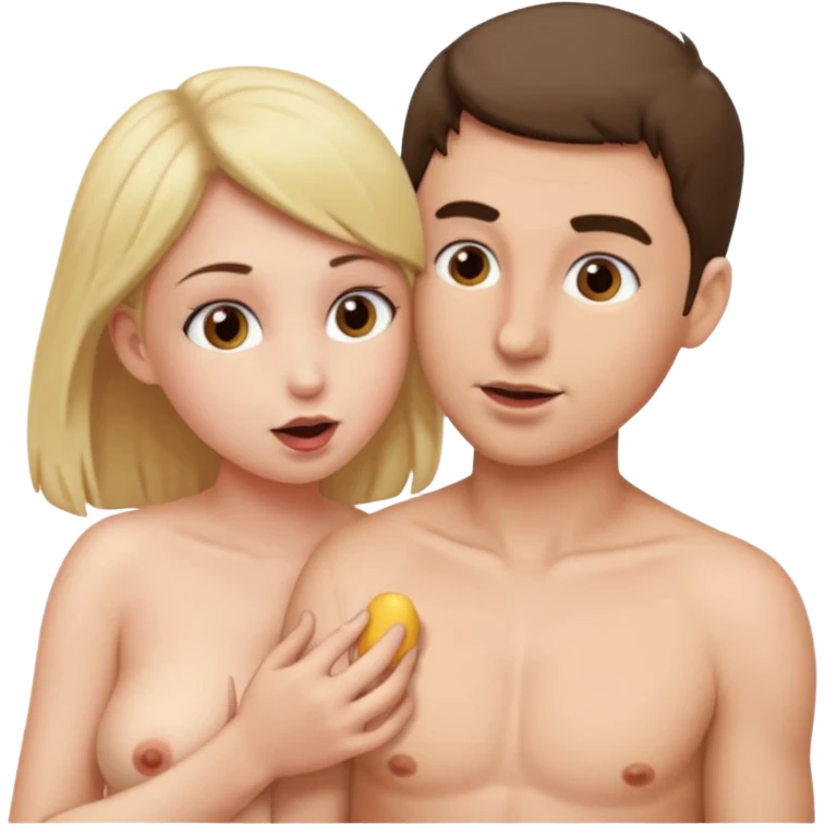 Male sucking female boobs with naked emoji