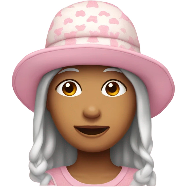 white and pink cute hat emoji