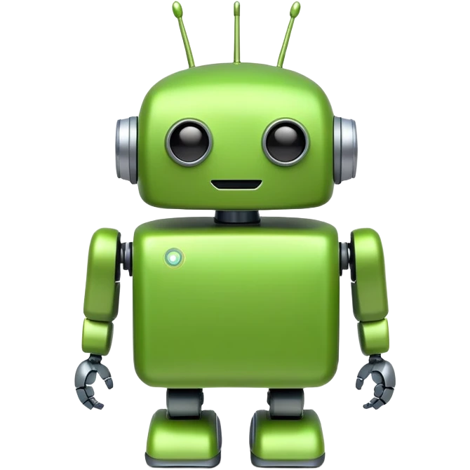 Friendly green android robot with antennas emoji