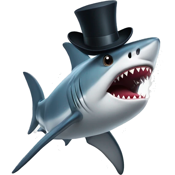 Shark with a top hat emoji