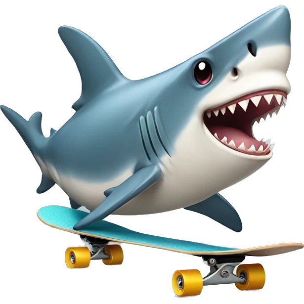 Shark on a skateboard  emoji