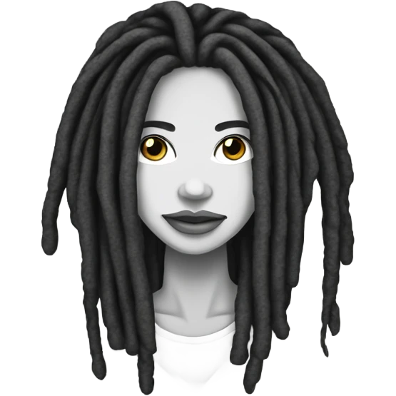 Outline black and white light-skinned dark dreadlocks beauty portrait emoji