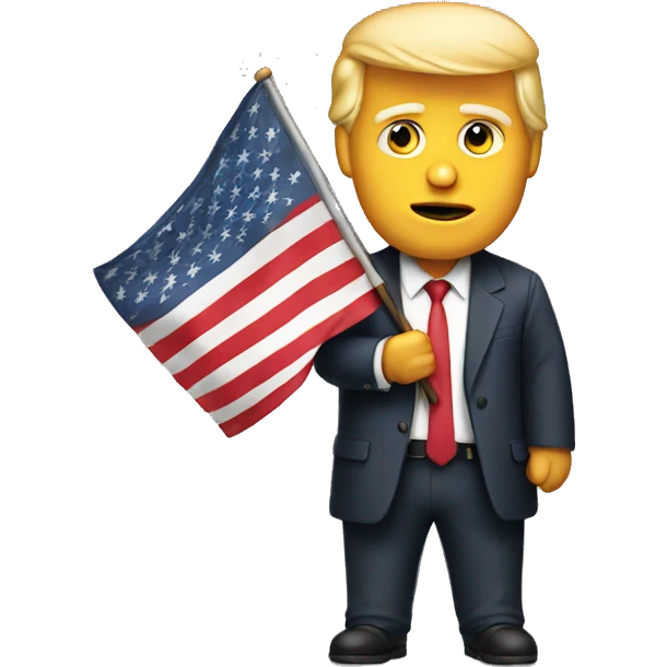 Guy looking like trump holding flag emoji