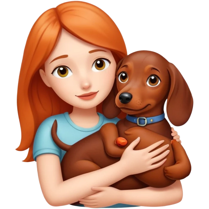 girl hugging dachshund emoji